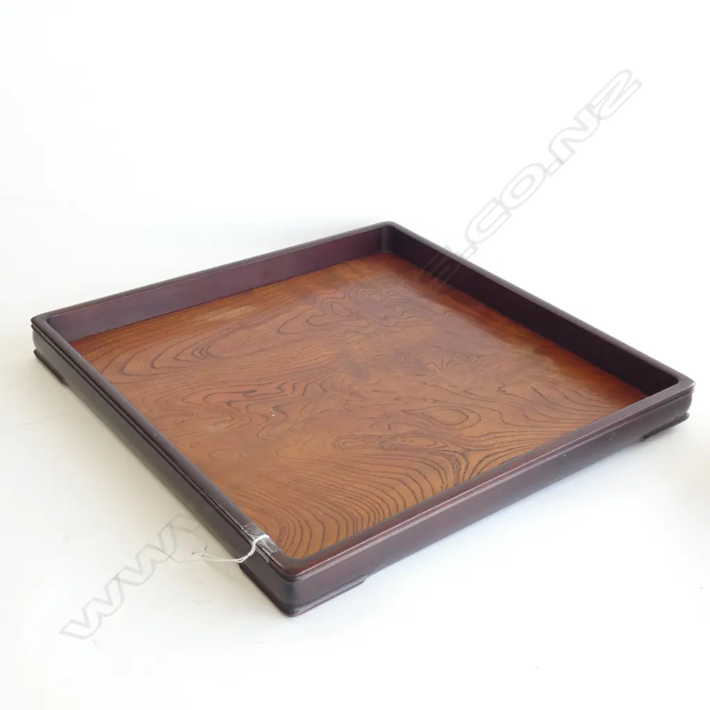ROSEWOOD & BURR KEYAKI SOLID WOOD TRAY MEIJI PERIOD. Image 1++