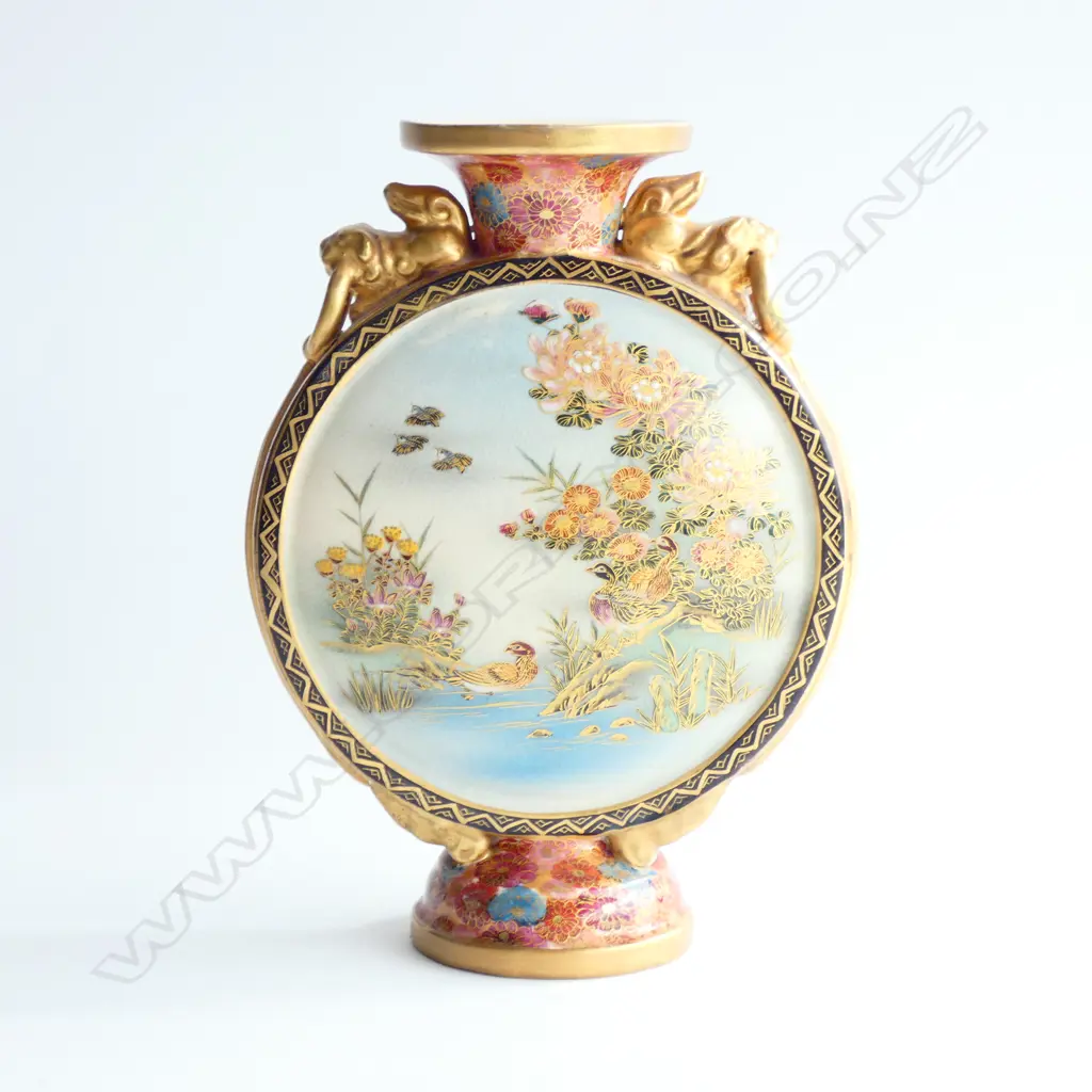NISHIDA KYOTO MEIJI PERIOD 'PILGRIM FLASK' SATSUMA VASE H.190mm... Image 1++