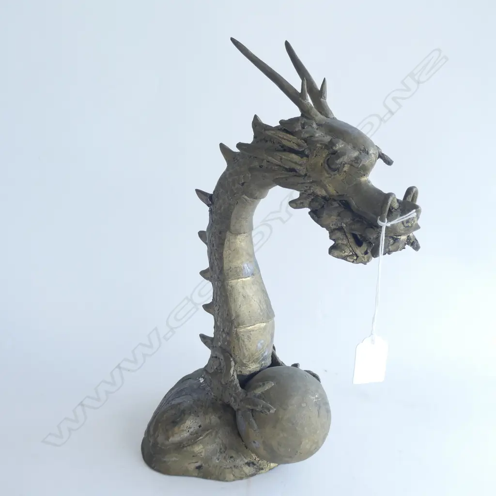 BRONZE DRAGON WATERSPOUT. A COPPER PIPE IS FITTED FROM BASE TO MOUTH. H 358MM Image 1++