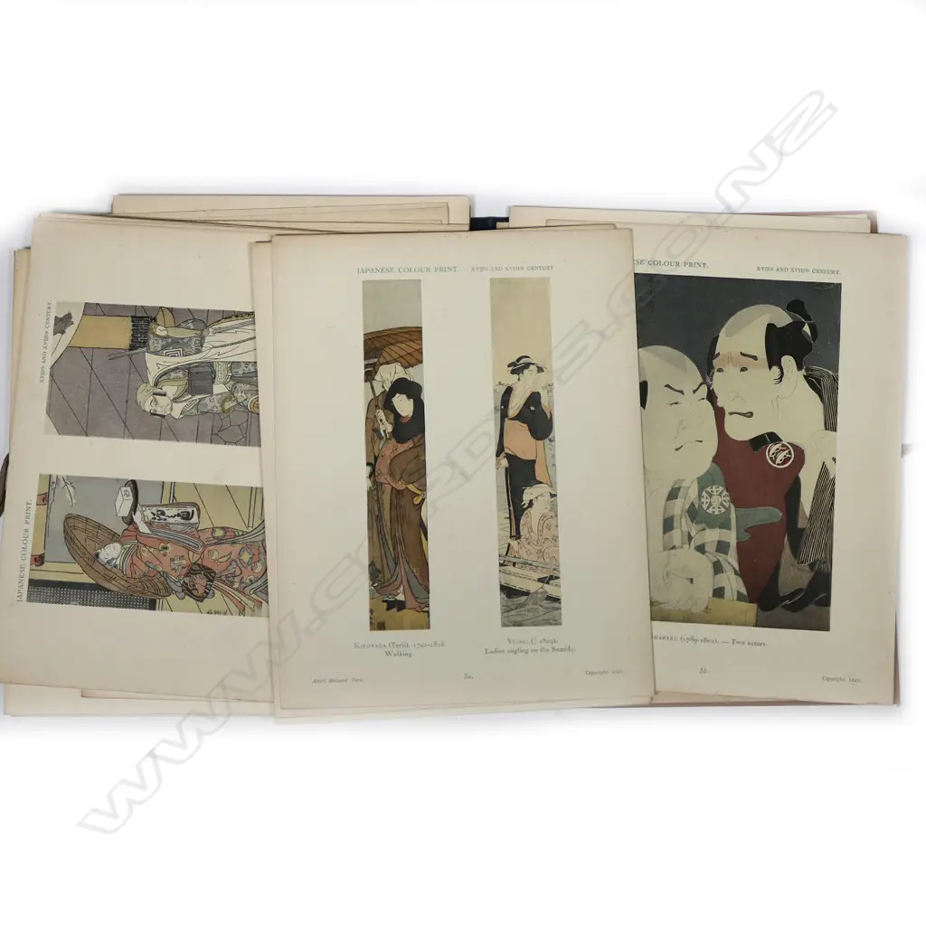 ONE FOLIO OF JAPANESE PRINTS & ILLUSTRATED DICTONARY OF UKIYO-E Image 1++