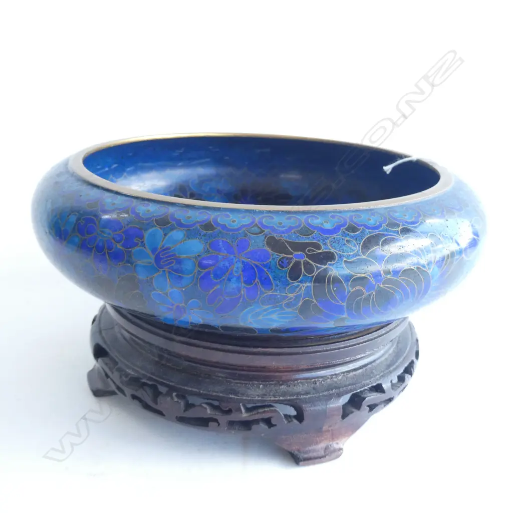 CLOISONNE BOWL ON STAND 230mm dia Image 1++