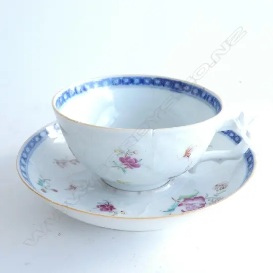 EARLY 19thC B/W CUP & SAUCER AF