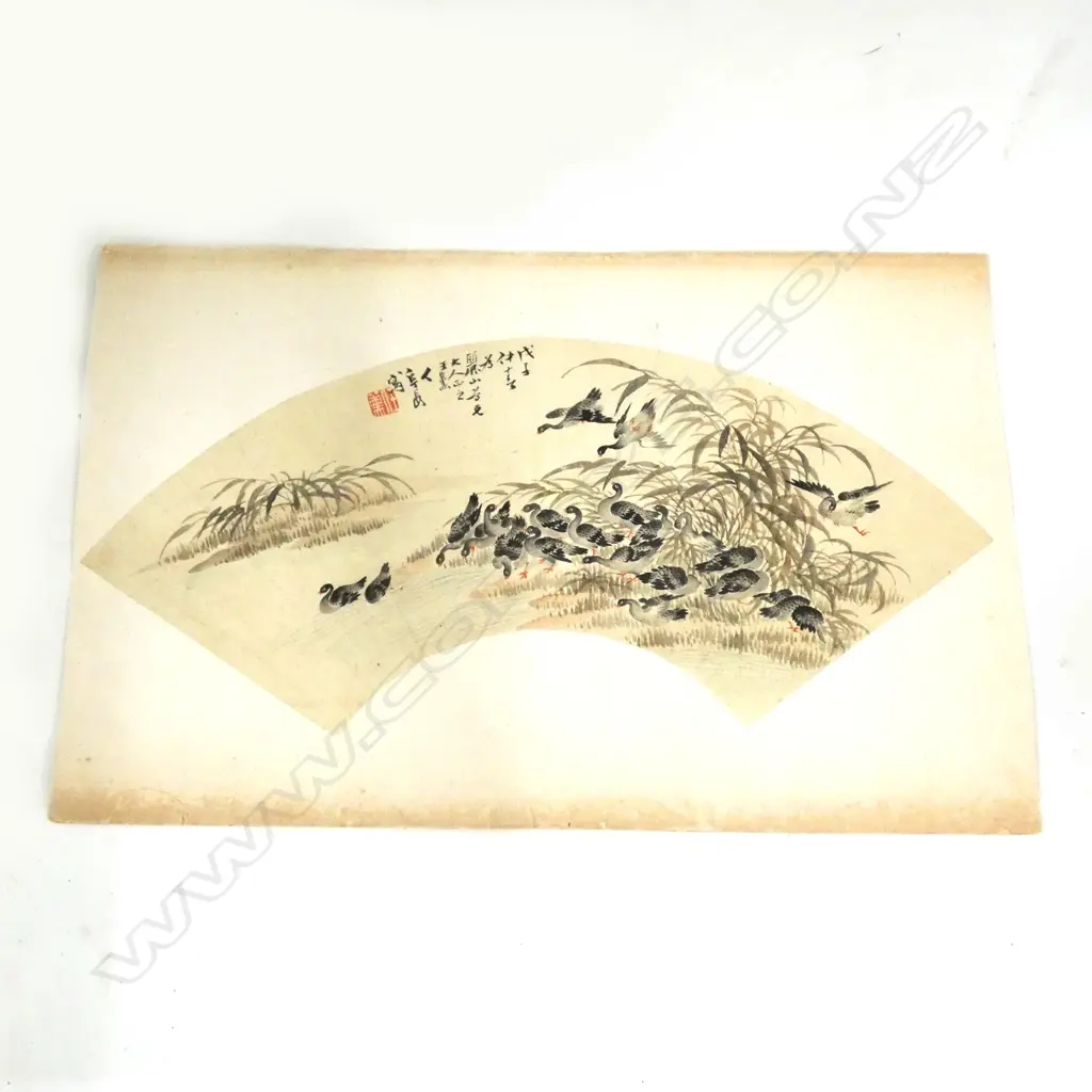 CHINESE YING CHUNG? FAN DESIGN W/C... Image 1++