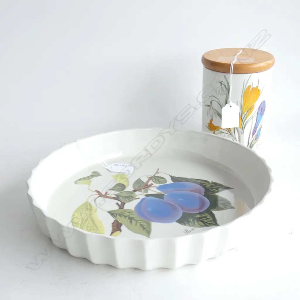 2 PCES PORTMEIRION; QUICHE DISH 280mm dia & STORAGE JAR Image 1++