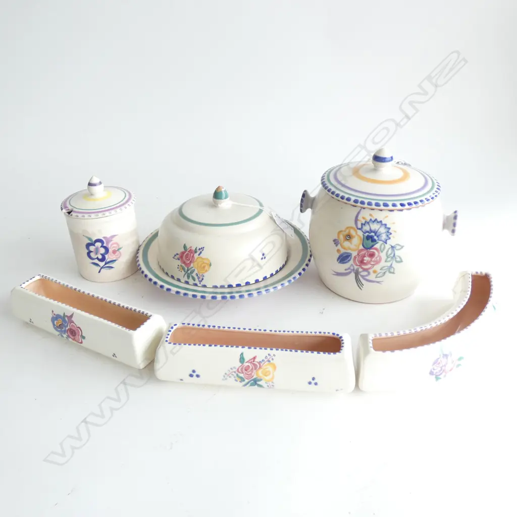 6 PCES POOLE HAND DECORATED AF... Image 1++