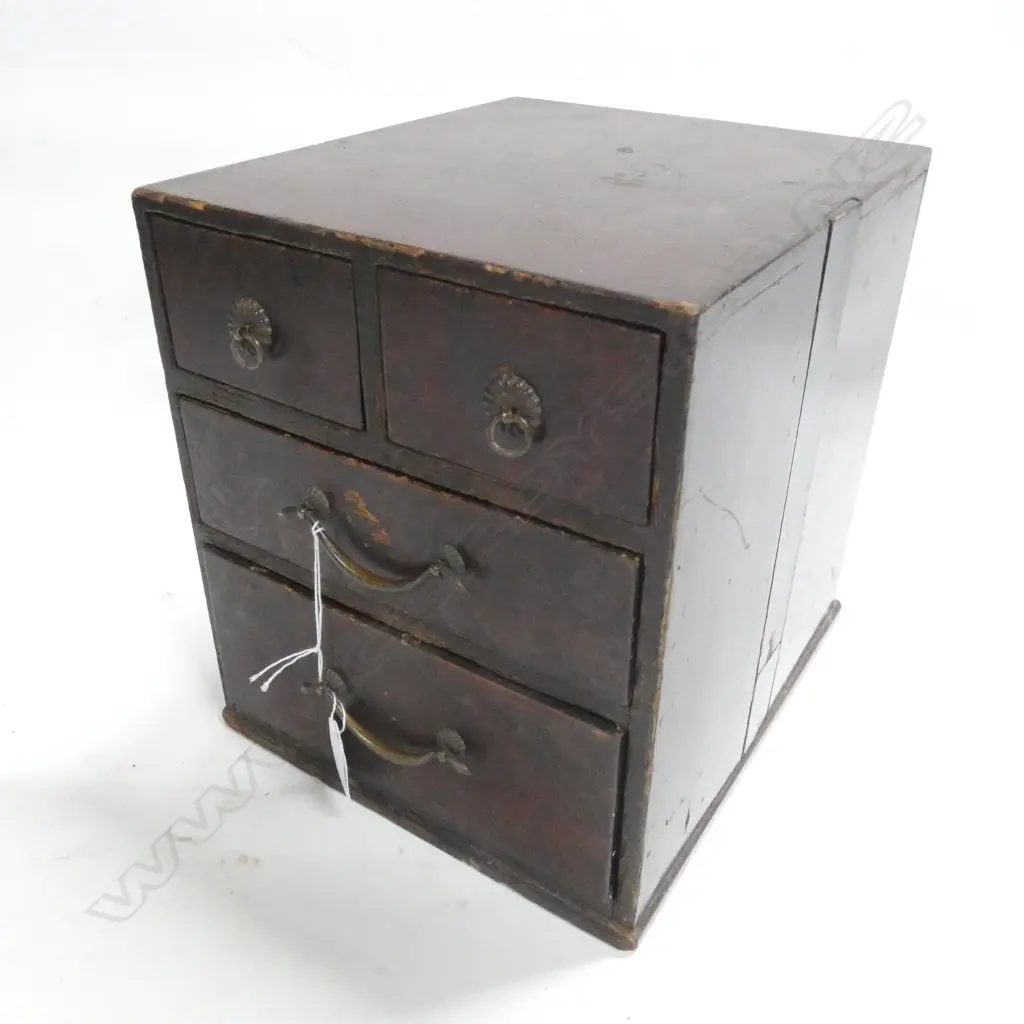 OLD 'HARI-BAKO' SMALL SEWING CHEST - 4 DRAWER  180 X 210 X 210MM Image 1++