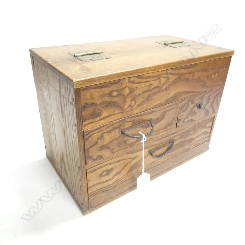 JAPANESE WOODEN 3 DRAWER / TOP COMPARTMENT SEWING CHEST 320 X 180 X 230MM Image 1++