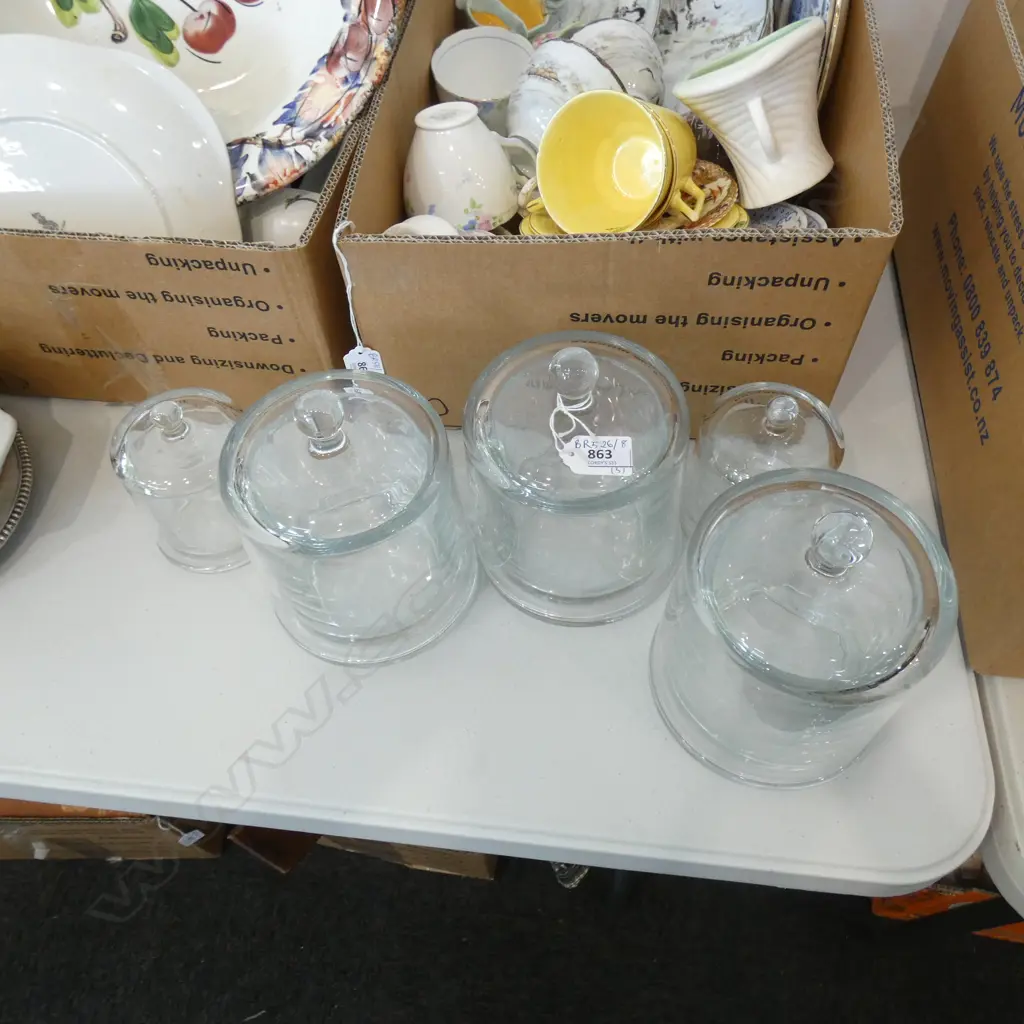 5 LIDDED GLASS SPECIMEN JARS H.170mm Image 1++