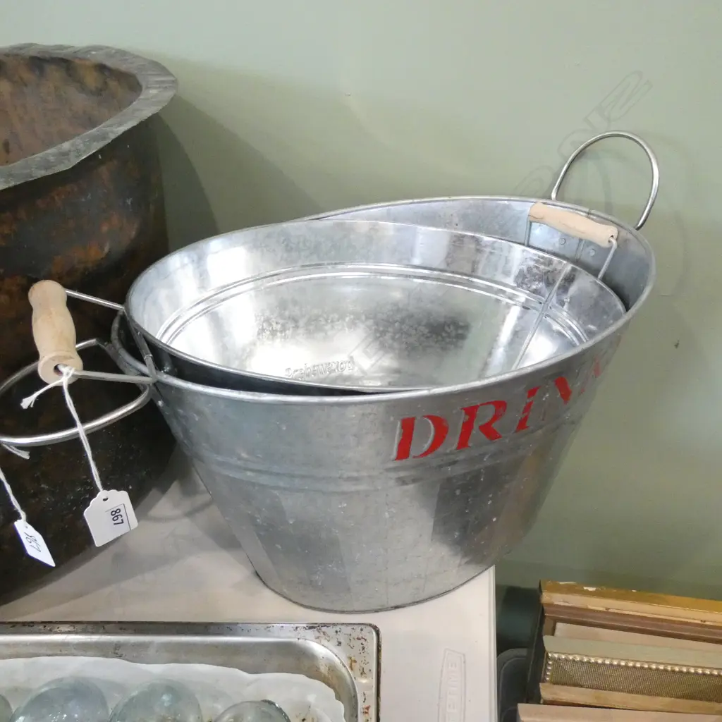2 METAL CHAMPAGNE BUCKETS W.440mm Image 1++