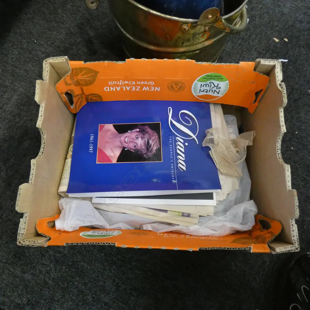 BOX LOT ASST. DIANA EPHEMERA; MAGS, NEWSPAPERS Image 1++