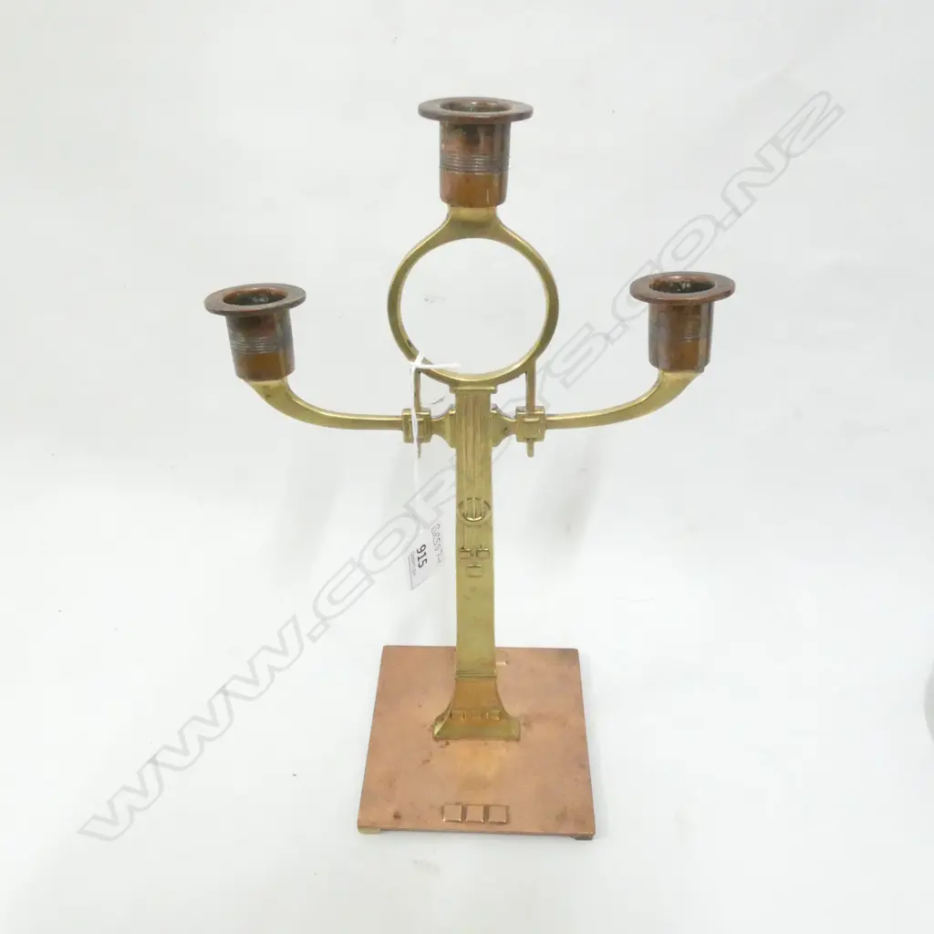 WMF JUGENDSTIL BRASS AND COPPER CANDELABRA H.320mm Image 1++