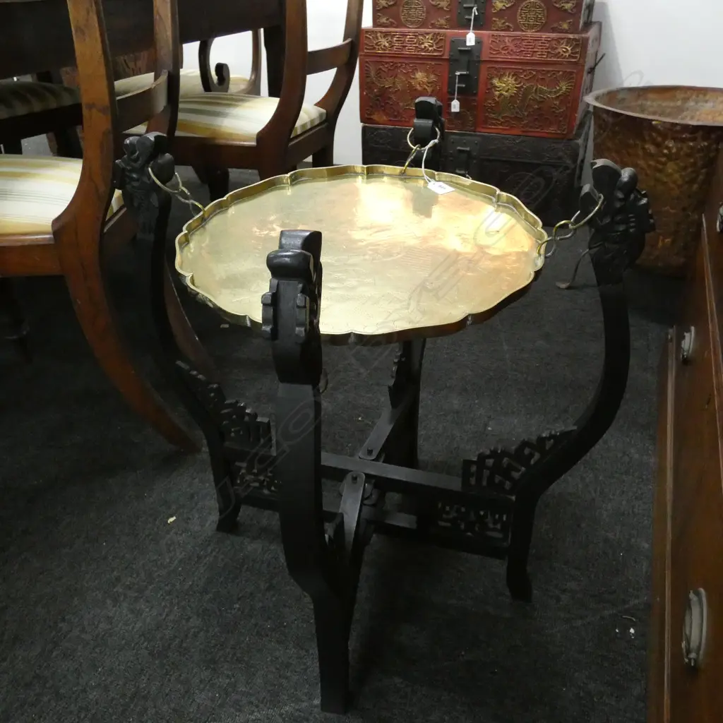 FOLDING ASIAN 2 TIER TRAY TABLE 610mm dia Image 1++