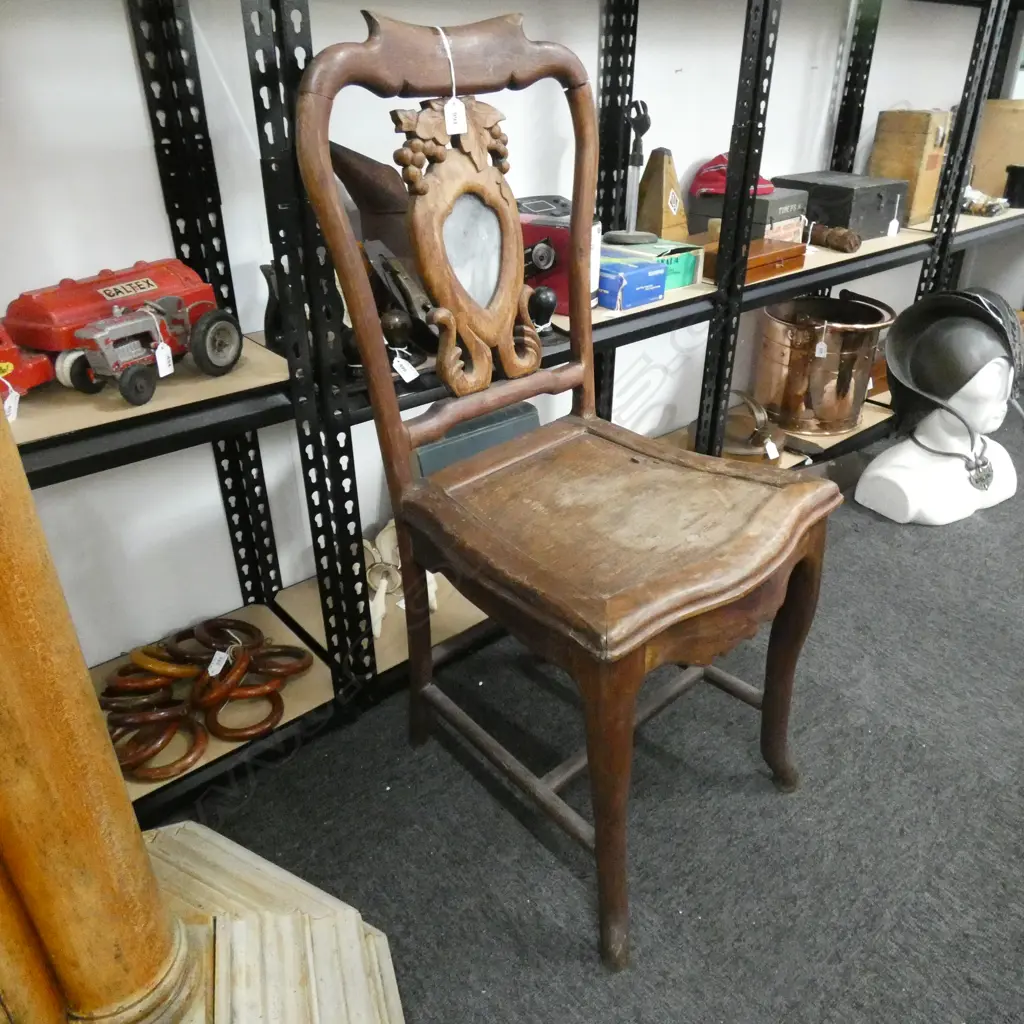 ONE JAPANESE ROSEWOOD CHAIR - SM MARBLE INSERT ON BACK - 410 X 380 X 910MM Image 1++