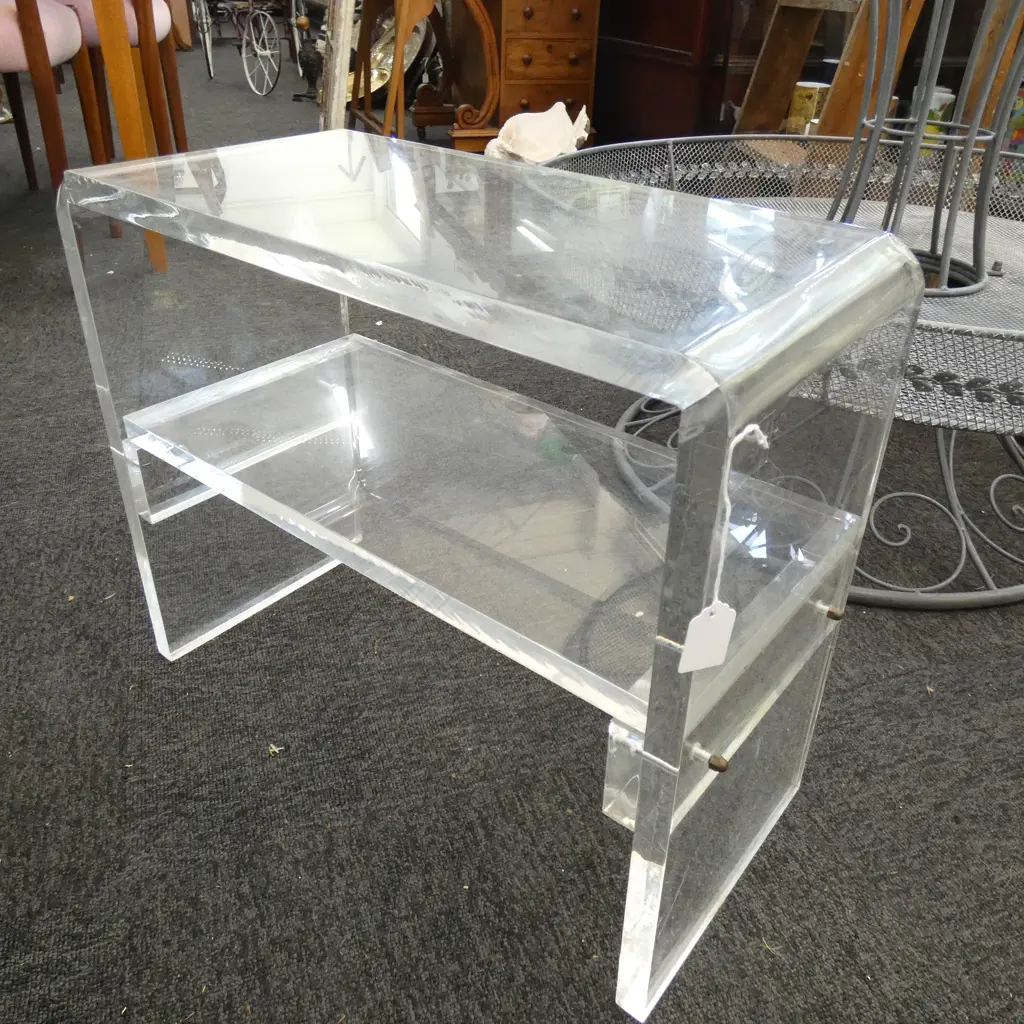 LUCITE SIDE TABLE w. SHELF... Image 1++
