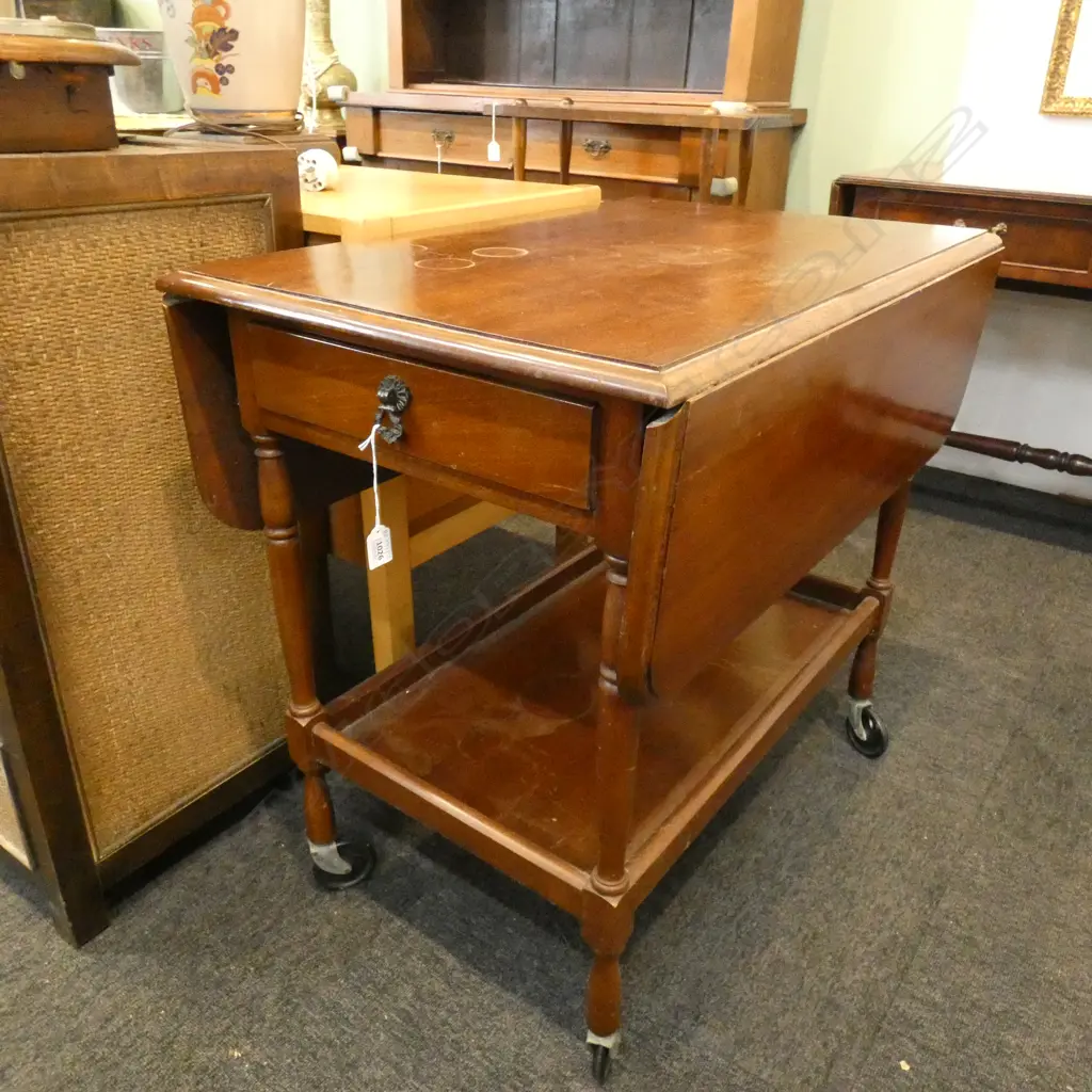 DROP SIDE MAHOGANY TEA TROLLEY... Image 1++