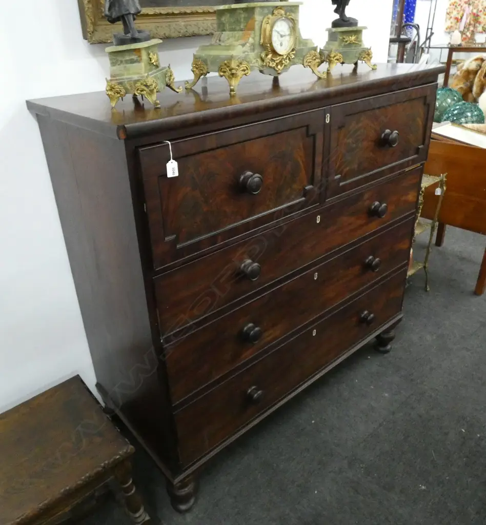 VICTORIAN MAHOGANY SECRETAIRE CHEST OF DRAWERS 1260 x 540 x 1240mm Image 1++