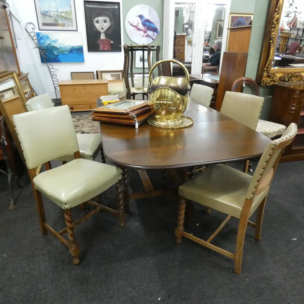 OAK DROPSIDE DINING TABLE AND SIX CHAIRS L1860 MM Image 1++