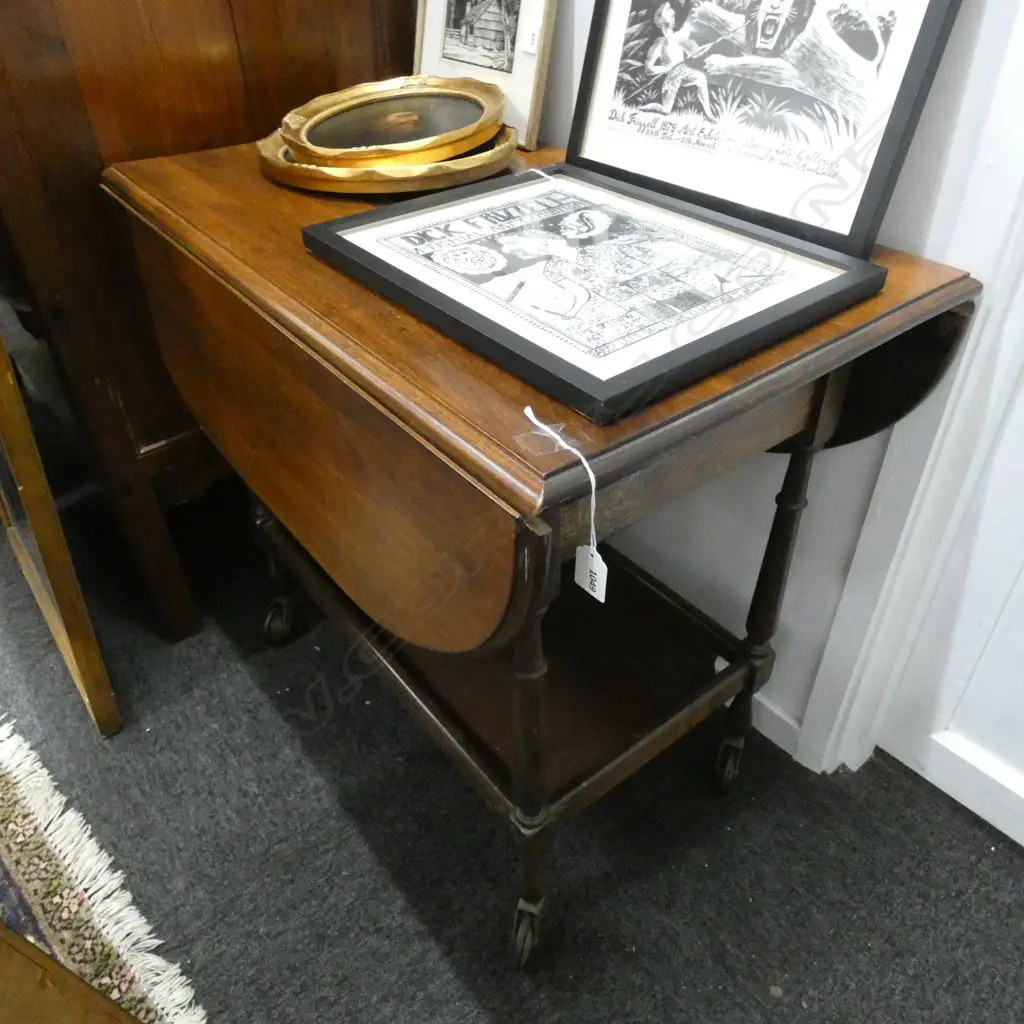 MAHOGANY DROPSIDE TEA TROLLEY Image 1++