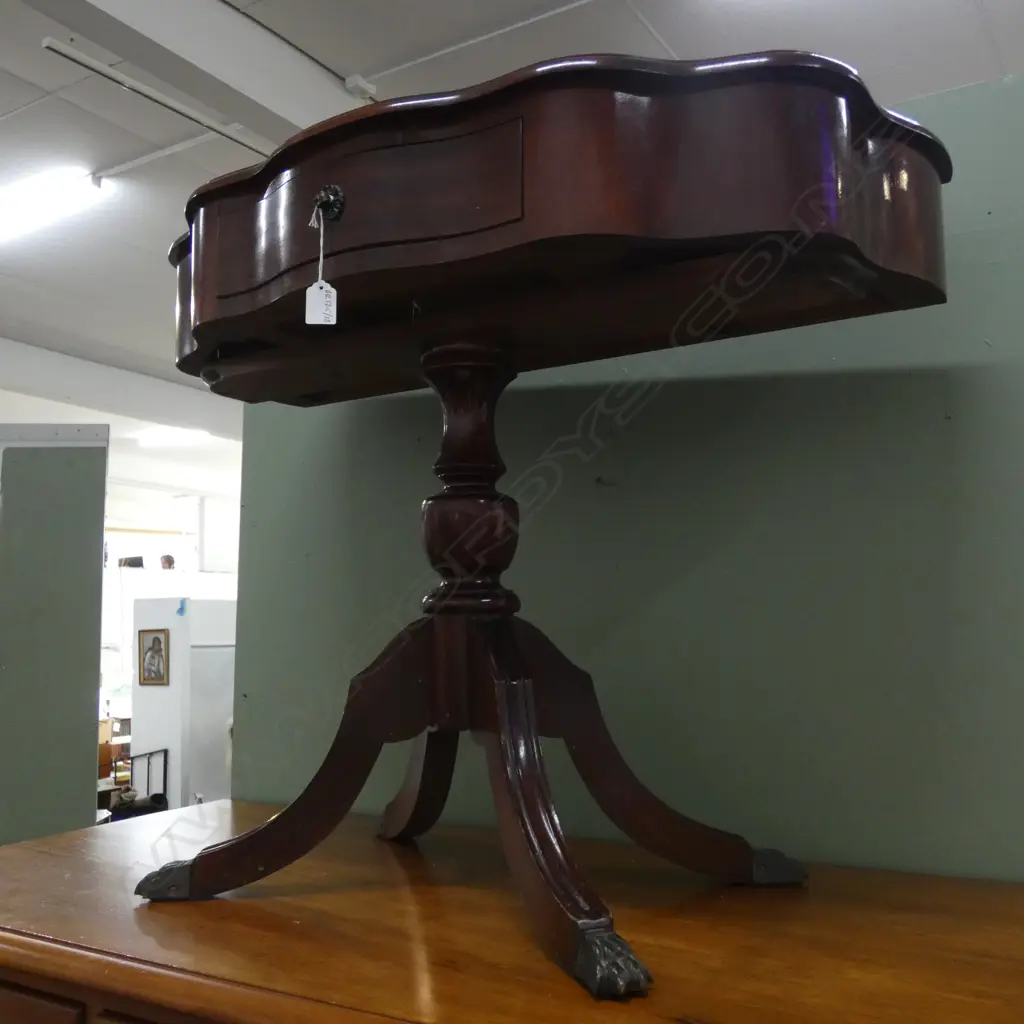 MAHOGANY HALL TABLE TOPPED WITH MARKS HANDLE BROKEN Image 1++
