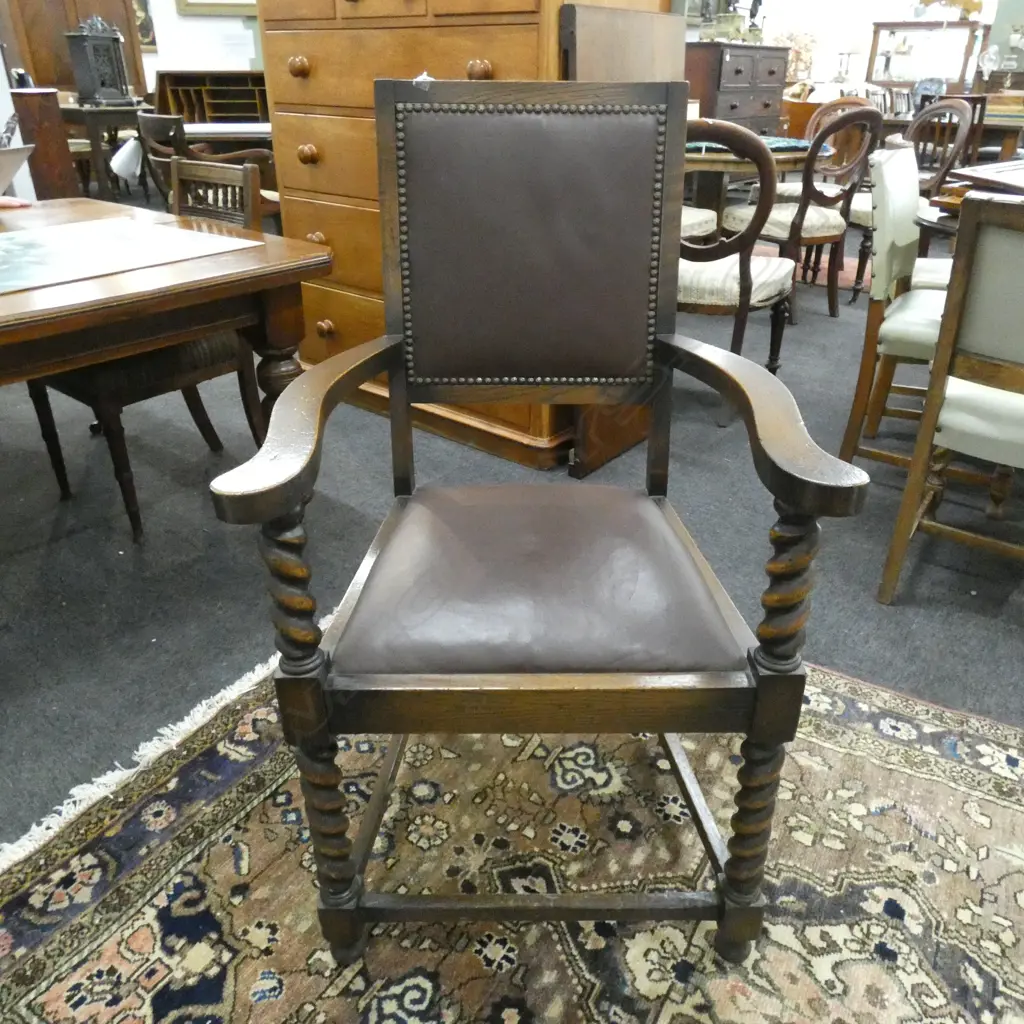 OAK BARLEY TWIST CARVER CHAIR Image 1++