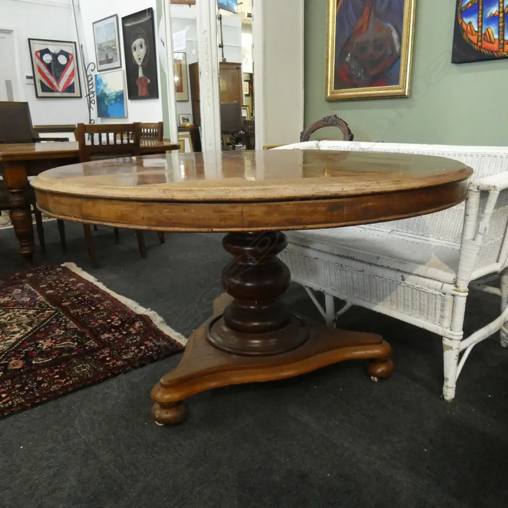 LARGE REGENCY MAHOGANY CIRCULAR TRIPOD DINING TABLE 1260mm dia Image 1++