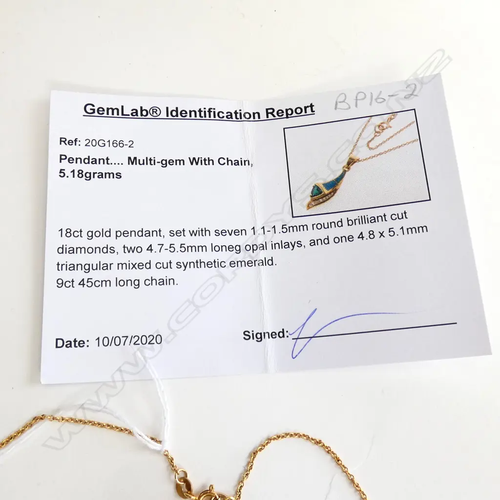 18CT GOLD DIAMOND OPAL PENDANT 9CT GOLD CHAIN Image 1++
