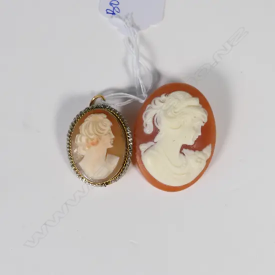 TWO CAMEO BROOCHES