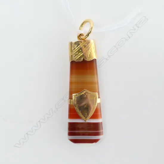 GOLD & BANDED AGATE PENDANT