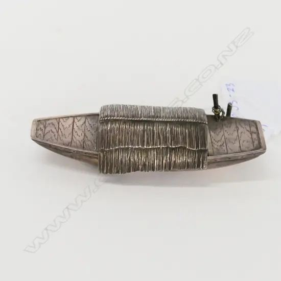 CHINESE NOVELTY SILVER SAMPAN BOX