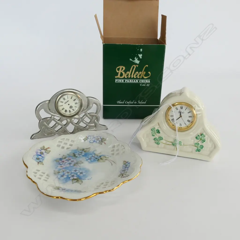 2 CLOCKS ONE BELEEK AND PIN DISH Image 1++