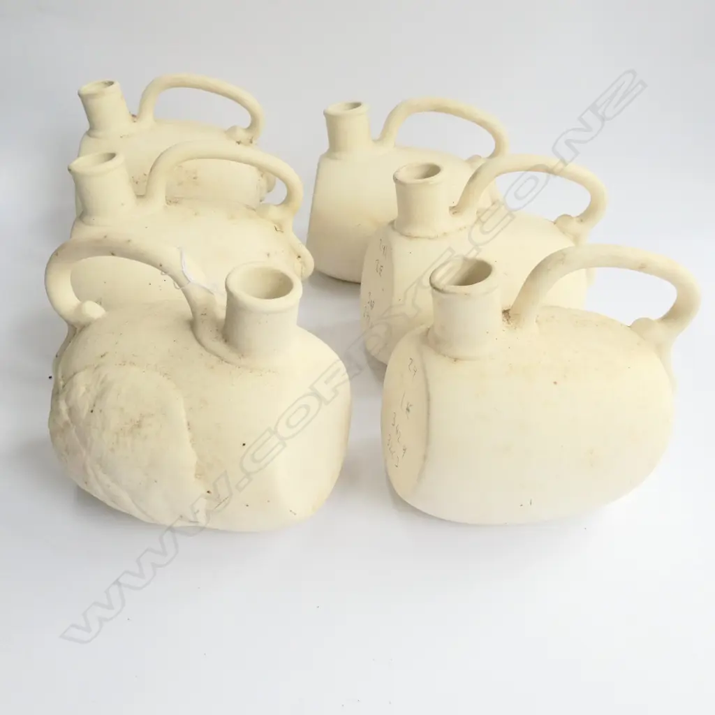 6 UNGLAZED CROWN LYNN BLANK TEST POTS Image 1++