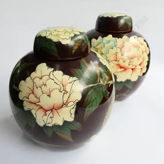 PR FLORAL DECORATED CERAMIC GINGER JARS