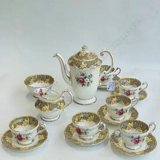 15 PCE PARAGON COFFEE SET; 6 SAUCERS, 6 CUPS, MILK, SUGAR, POT