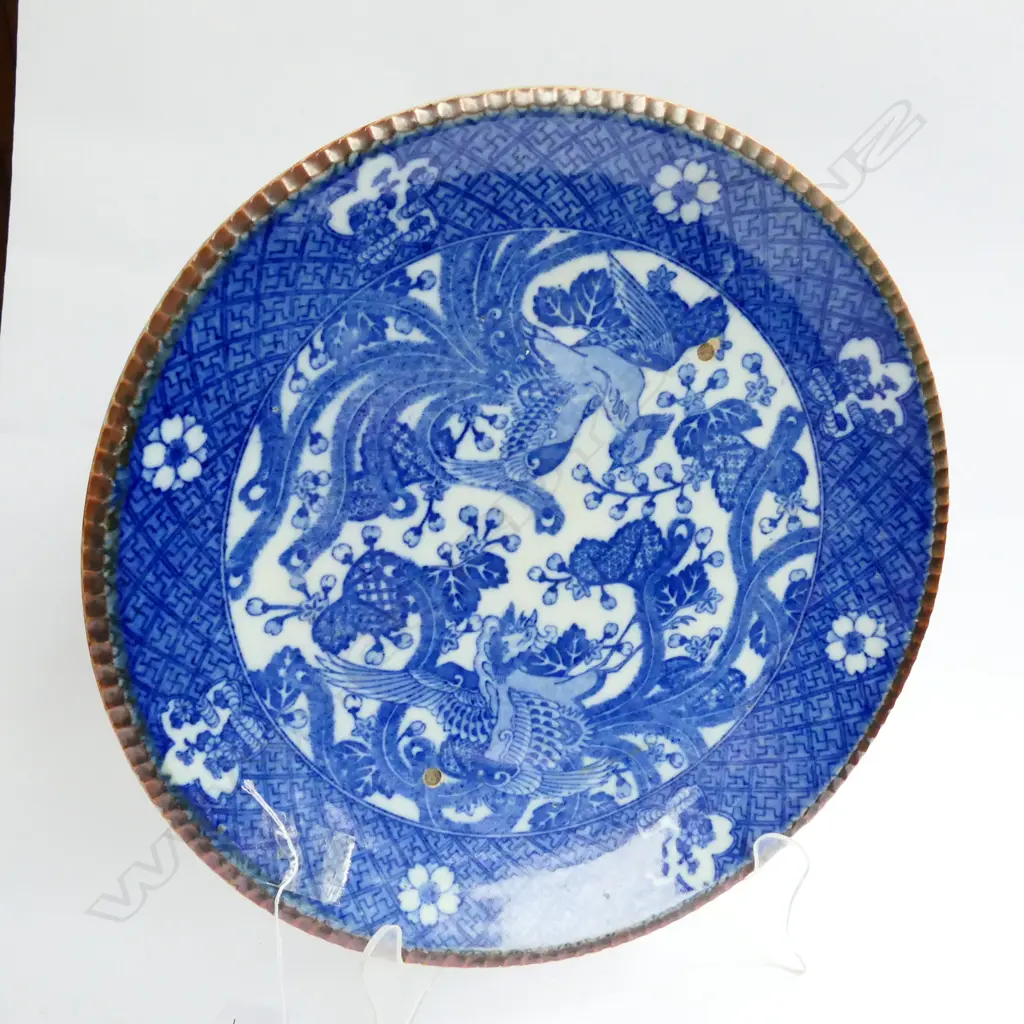 CHINESE B+WHITE PLATE WITH BIRD DECORATION D 310 MM Image 1++