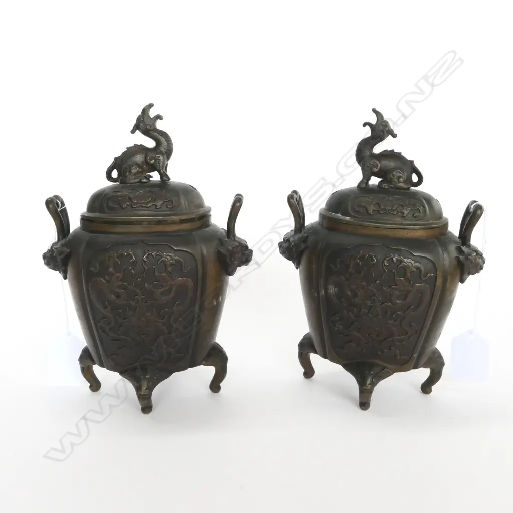 PAIR CHINESE ANTIQUE INCENSE BURNERS Image 1++