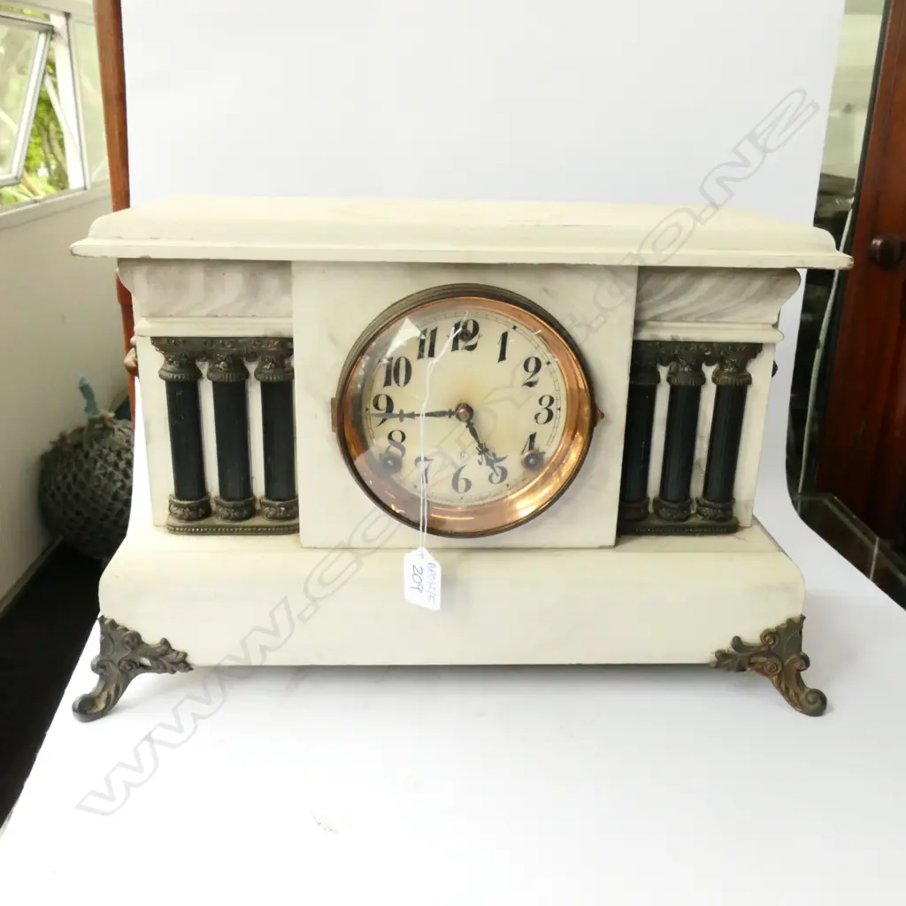 PAINTED WOODEN MANTLE CLOCK 440MM L Image 1++