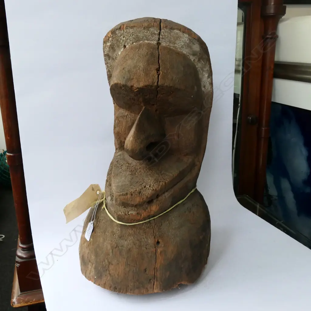 VINTAGE VANUATU TRIBAL HEAD CARVING 500MM H Image 1++