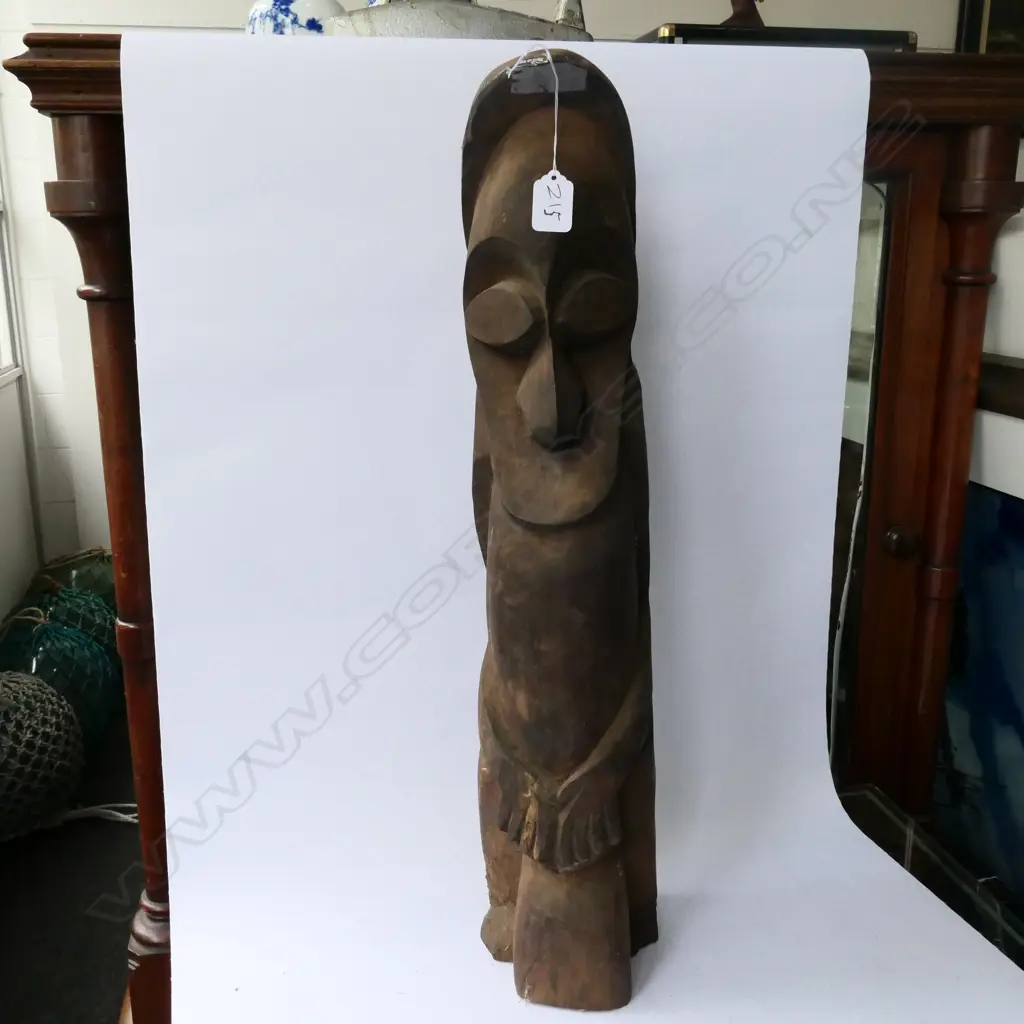 CARVED WOODEN TRIBAL FIGURE 610MM H Image 1++