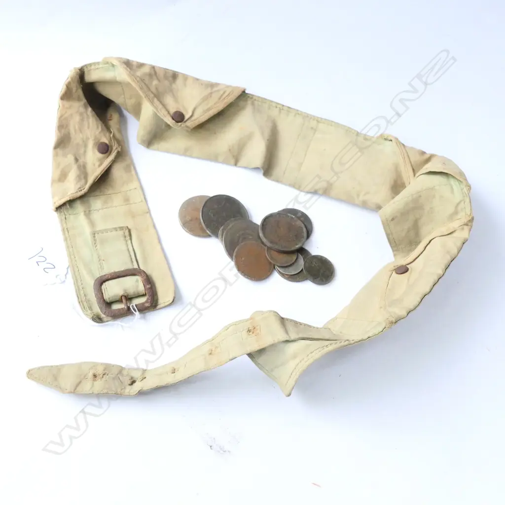 ARMY BELT WITH ASST BADGES AND COINS Image 1++