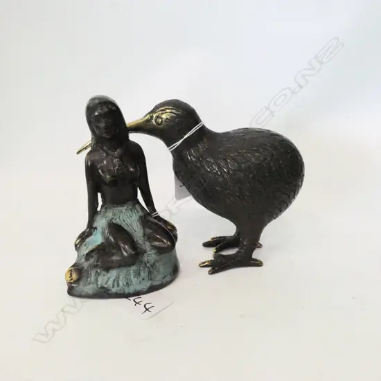 2 BRONZE PCES; PANIA H.100MM & KIWI