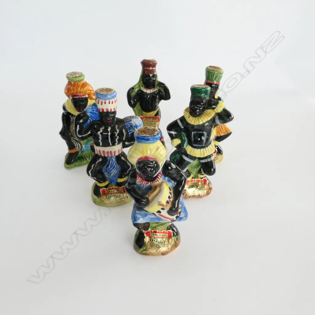 SET OF 6 AFRICAN DANCERS LIQUOR BOTTLES 135MM H Image 1++