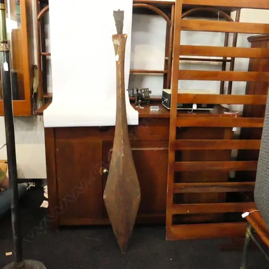 CARVED WOODEN TRIBAL SPEAR 1500MM L