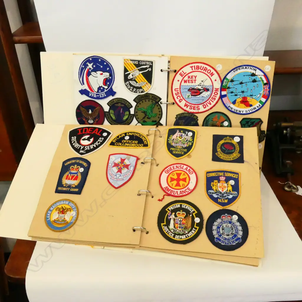 2 FOLIOS OF ASST EMBROIDERED ARMY ETC EMBLEMS  Image 1++