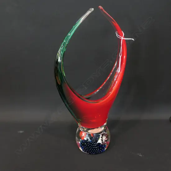 MURANO GLASS BASKET VASE