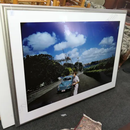 AUCKLAND HARBOUR BRIDGE FROM NORTH SHORE C.1955 PHOTOGRAPH WITH MUSEUM GLASS 1420MM W 1050MM H
