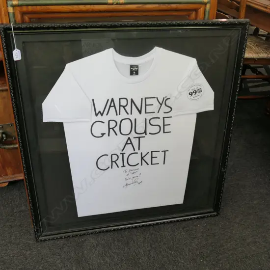 FRAMED SHANE WARNE MOA BREWING T SHIRT 840 X 880MM