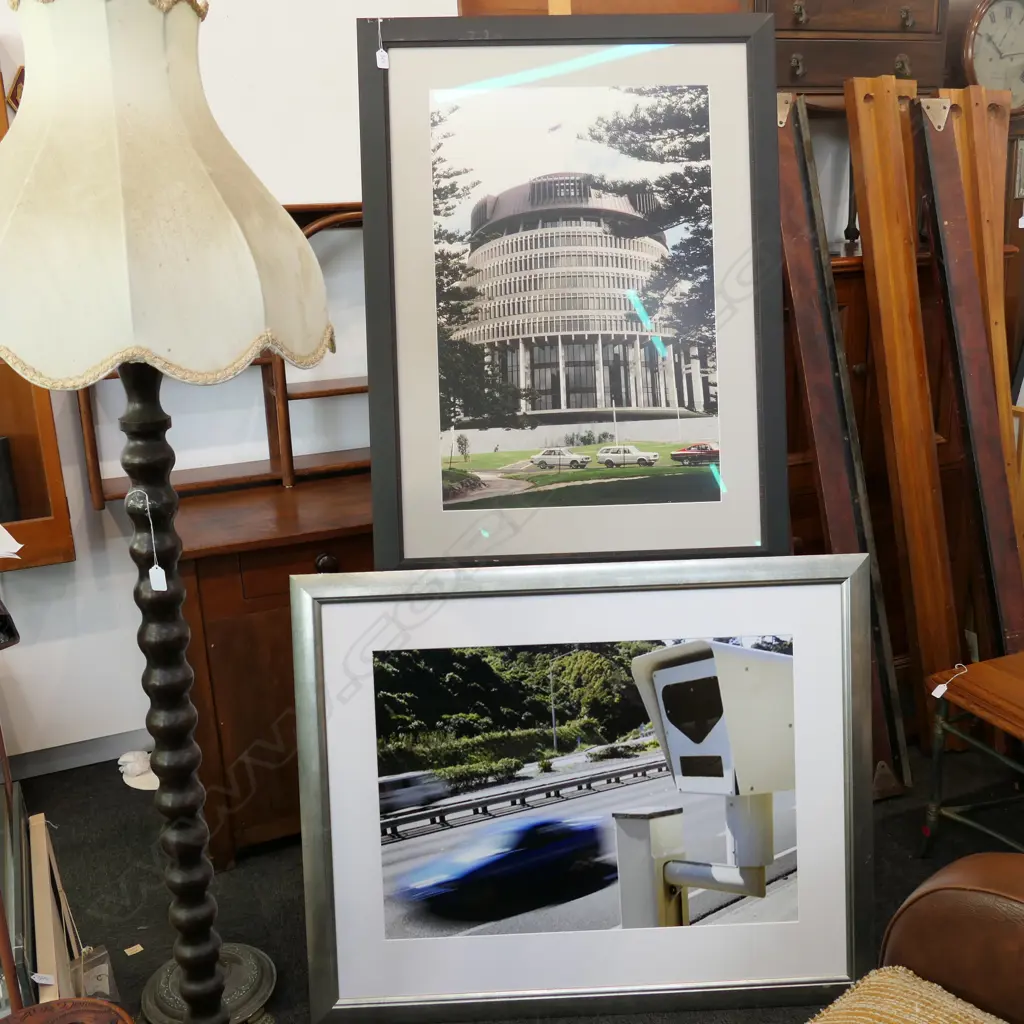 2 PHOTOGRAPHS WITH MUSEUM GLASS; BEEHIVE AND SPEED CAMERA 1130MM X 910MM  Image 1++