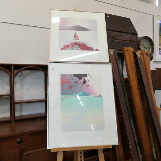 2 MALCOLM WARR PRINTS; 'OKAHU BAY' '87 ED. 15/75 740 X 600 AND 'SUMMER SAILING' '88 9/25 560MM SQ