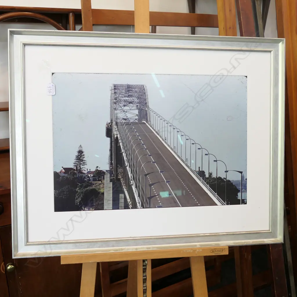 AUCKLAND HARBOUR BRIDGE PHOTOGRAPH WITH MUSEUM GLASS 825MM W 650MM H Image 1++