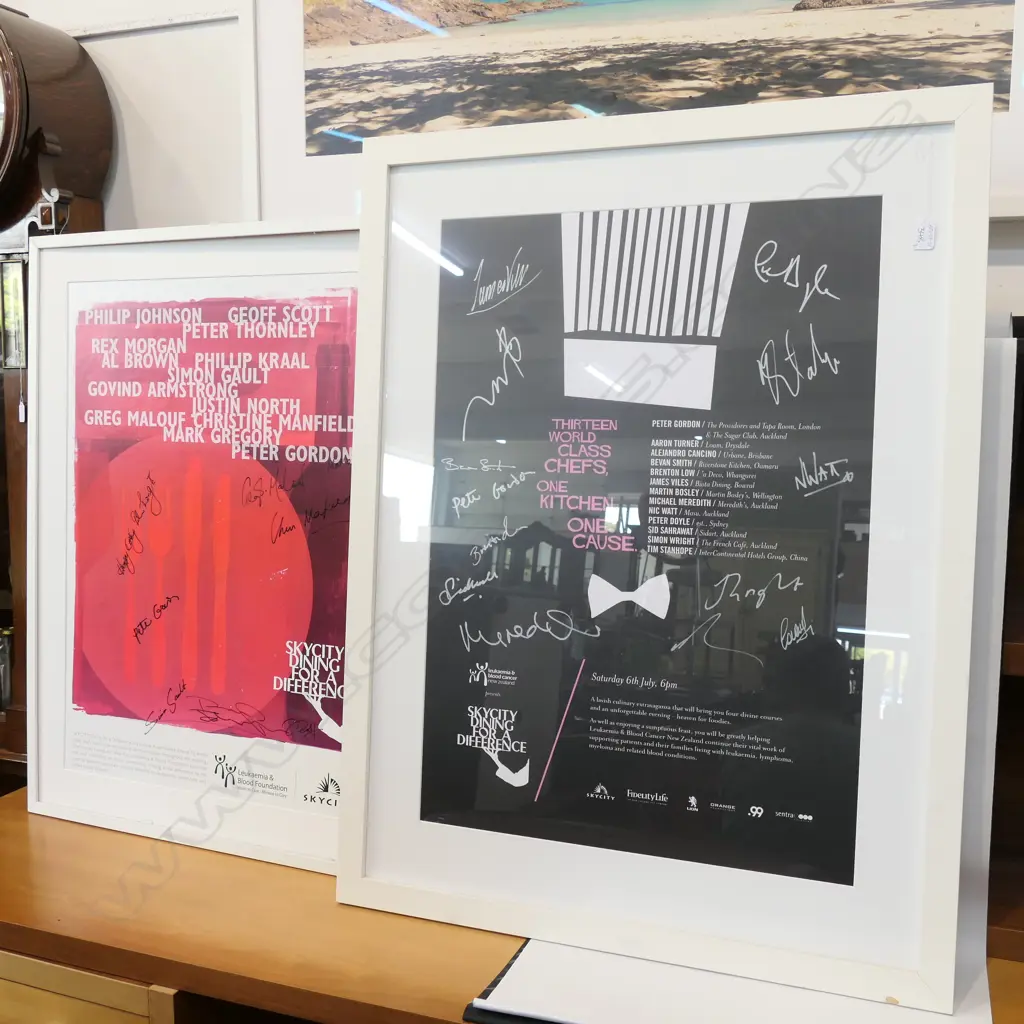2 SKYCITY DINING POSTERS SIGNED PETER GORDON ETC Image 1++